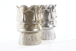 DKD Home Decor Jarron Moderno Champan Plateado Aluminio 12 x 17 x 12 cm (2 Unidades)