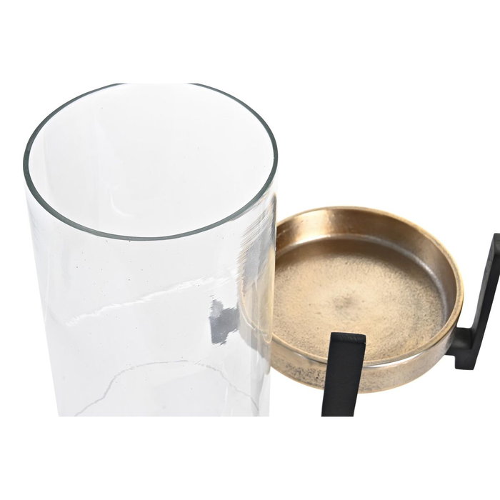 DKD Home Decor Portavelas de Aluminio y Cristal 15x15x28 cm Surtido de 2 Unidades