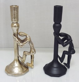 DKD Home Decor Candelabro de Aluminio Figura Humana Surtido de 2 Unidades
