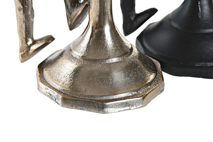 DKD Home Decor Candelabro Moderno Champan Negro Aluminio 10 x 27 x 12 cm (2 Unidades)