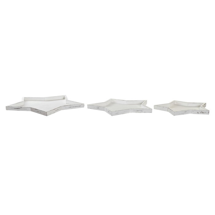 DKD Home Decor Centro de Mesa Shabby Blanco Madera Set de 3 Piezas 54 x 3 x 57 cm DKD Home Decor Centro de Mesa Shabby Blanco Madera Set de 3 Piezas 54 x 3 x 57 cm
