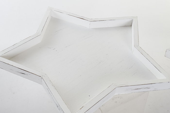 DKD Home Decor Set de 3 Centros de Mesa de Madera Decapé Blanco