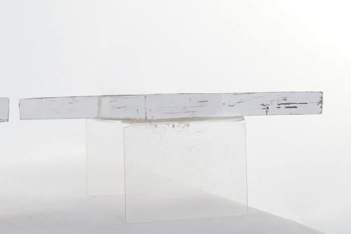 DKD Home Decor Set de 3 Centros de Mesa de Madera Decapé Blanco