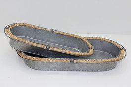DKD Home Decor Set de 2 Centros de Mesa de Hierro y Fibra Gris y Marrón
