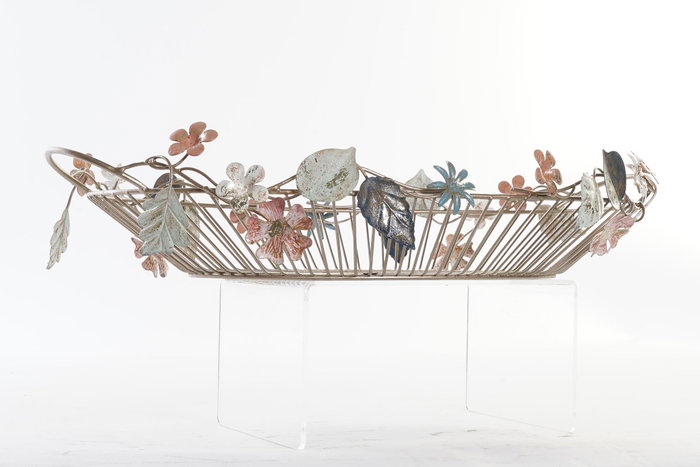DKD Home Decor Centro de Mesa de Metal con Hojas Multicolor