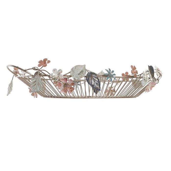 DKD Home Decor Centro de Mesa de Metal con Hojas Multicolor