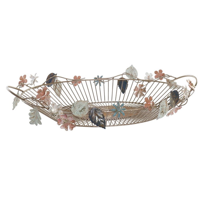 DKD Home Decor Centro de Mesa de Metal con Hojas Multicolor