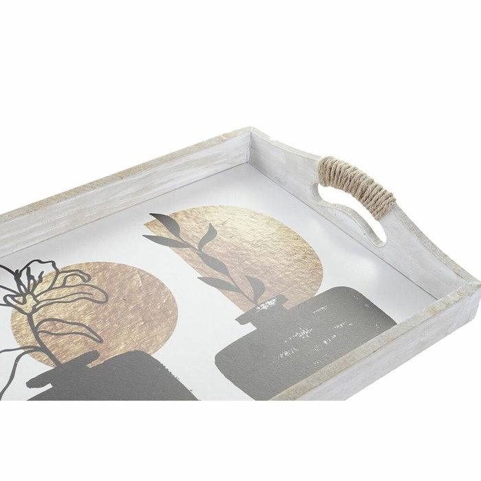 DKD Home Decor Set de 2 Bandejas MDF y 2 Jarrones Surtidos