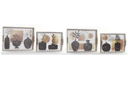DKD Home Decor Set de 2 Bandejas MDF y 2 Jarrones Surtidos