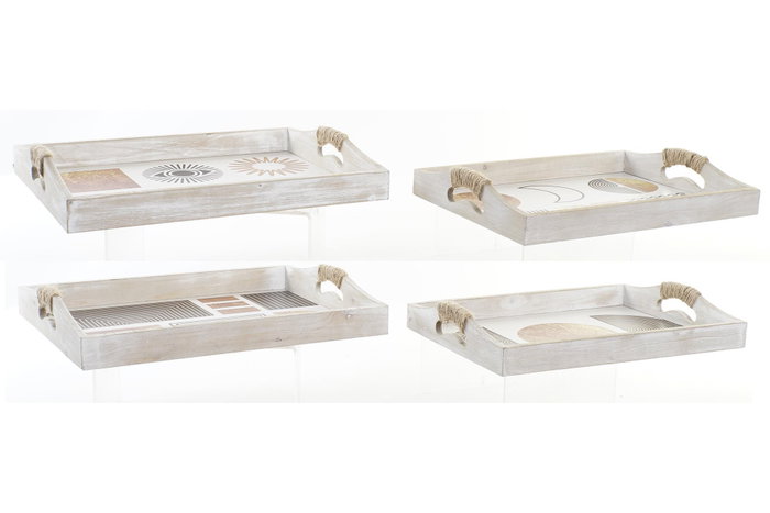 DKD Home Decor Set de 2 Bandejas Glam en MDF (Surtido de Colores) de 40x30x6 cm