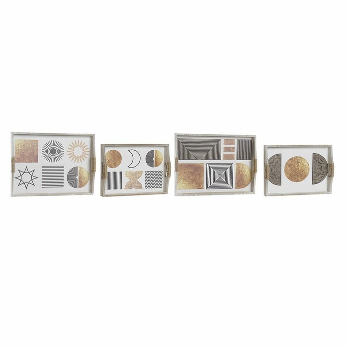 DKD Home Decor Set de 2 Bandejas Glam en MDF (Surtido de Colores) de 40x30x6 cm