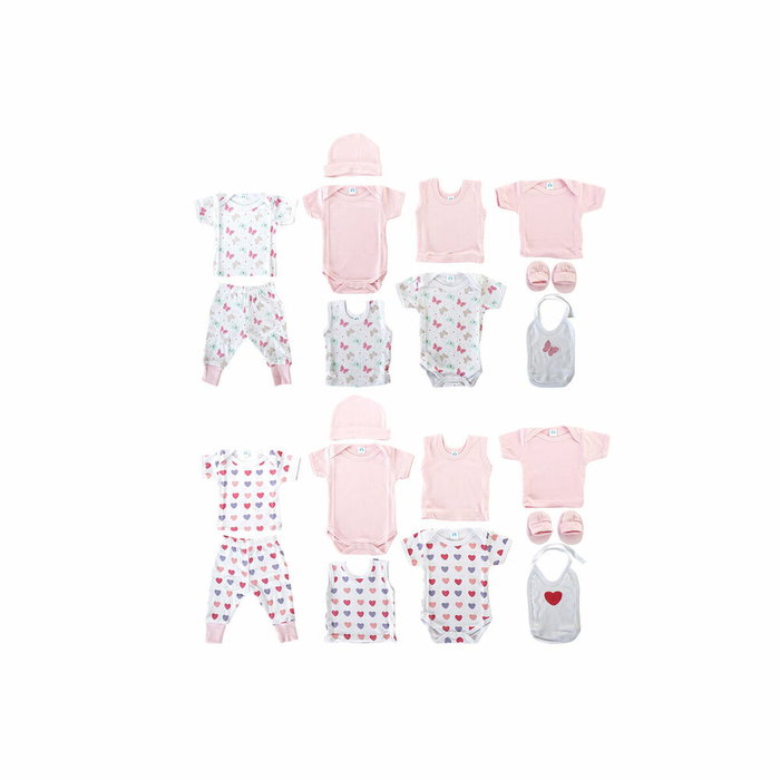 DKD Home Decor Conjunto de Bebé de Algodón Corazones y Mariposas 0-6 Meses DKD Home Decor Conjunto de Bebé de Algodón Corazones y Mariposas 0-6 Meses