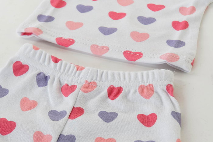 DKD Home Decor Set 11 Piezas Bebe Baby Rosa Blanco 24 x 32 cm Algodon Corazones Mariposas Capacidad 0-6 Meses