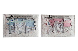 DKD Home Decor Set 11 Piezas Bebe Baby Rosa Blanco 24 x 32 cm Algodon Corazones Mariposas Capacidad 0-6 Meses