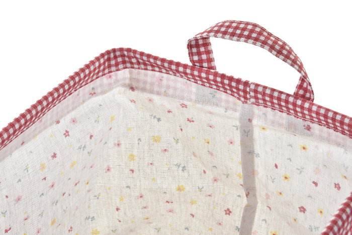 DKD Home Decor Cesta Shabby Vichy Sweet Amarillo Verde 21 x 20 x 35 cm Set 3 Piezas