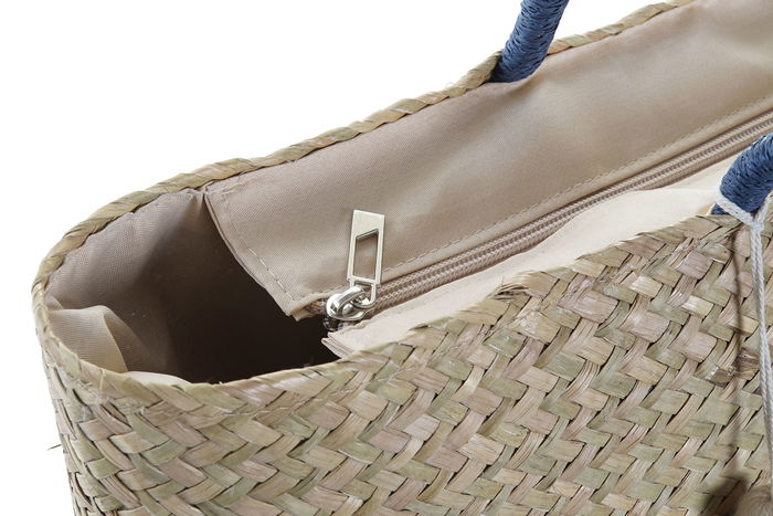 DKD Home Decor Bolso Boho Azul Marino Naranja 18 x 37 x 49 cm (2 Unidades) Poliéster Fibra Cremallera