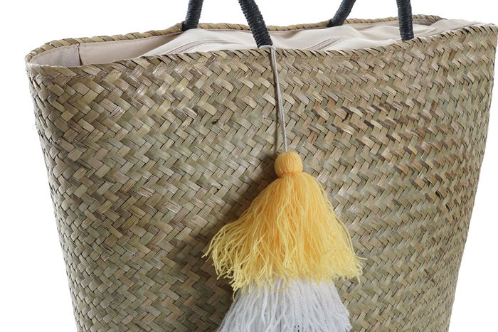 DKD Home Decor Bolso Boho Azul Marino Naranja 18 x 37 x 49 cm (2 Unidades) Poliéster Fibra Cremallera