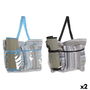 DKD Home Decor Bolso Mediterraneo Gris Verde Menta Set de 3 Piezas (2 Unidades) Lienzo y PVC 23 x 62 x 44 cm