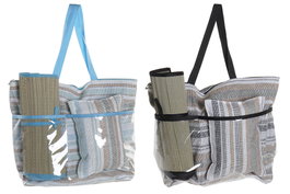 DKD Home Decor Bolso Mediterraneo Gris Verde Menta Set de 3 Piezas (2 Unidades) Lienzo y PVC 23 x 62 x 44 cm