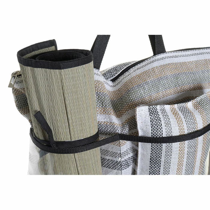 DKD Home Decor Bolso Mediterraneo Gris Verde Menta Set de 3 Piezas (2 Unidades) Lienzo y PVC 23 x 62 x 44 cm