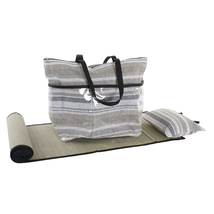 DKD Home Decor Bolso Mediterraneo Gris Verde Menta Set de 3 Piezas (2 Unidades) Lienzo y PVC 23 x 62 x 44 cm