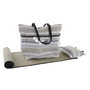 DKD Home Decor Bolso Mediterraneo Gris Verde Menta Set de 3 Piezas (2 Unidades) Lienzo y PVC 23 x 62 x 44 cm