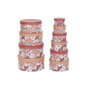DKD Home Decor Set de 10 Cajas Redondas de Cartón Fucsia Hippie Weekend