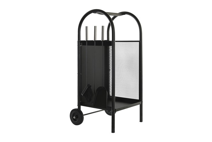 DKD Home Decor Leñera Loft Negro Acero y Plástico Set de 3 Piezas 36 x 81 x 42 cm