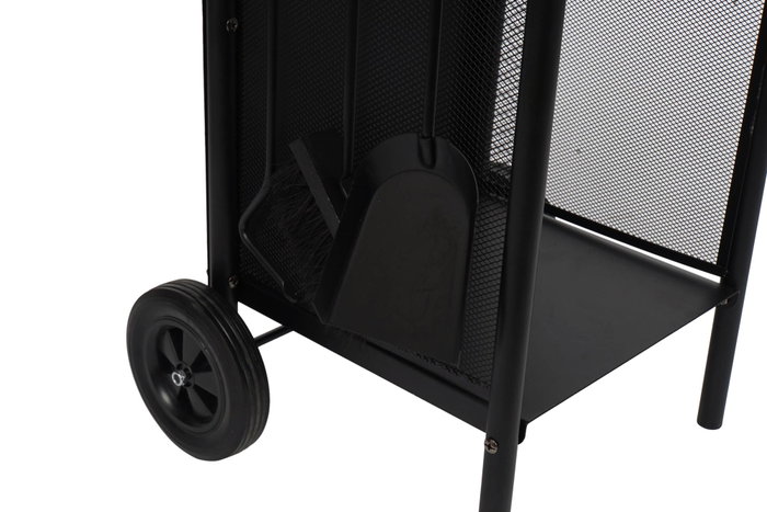 DKD Home Decor Leñera Loft Negro Acero y Plástico Set de 3 Piezas 36 x 81 x 42 cm