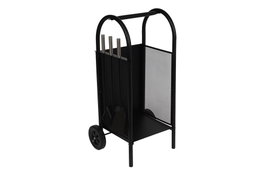 DKD Home Decor Leñera Loft Negro Acero y Plástico Set de 3 Piezas 36 x 81 x 42 cm