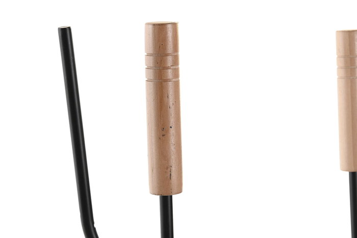 DKD Home Decor Leñera Vintage Negro Natural Acero y Pino Set de 4 11 x 57 x 2.5 cm