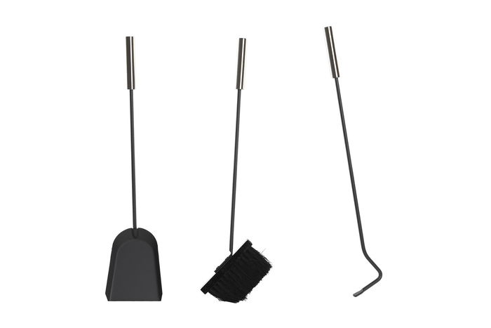 DKD Home Decor Chimenea Moderno Negro Acero Inox Set de 3 Piezas 2 x 11 x 51 cm