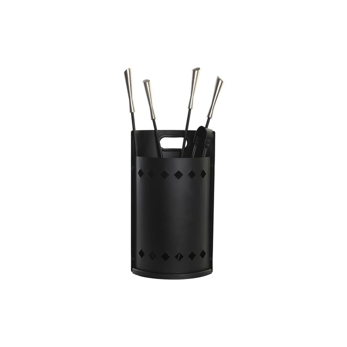 DKD Home Decor Set de Chimenea 4 Piezas de Acero Inoxidable Negro