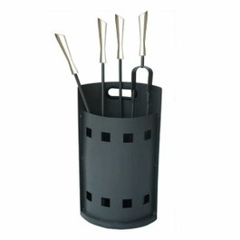 DKD Home Decor Set de Chimenea 4 Piezas de Acero Inoxidable Negro
