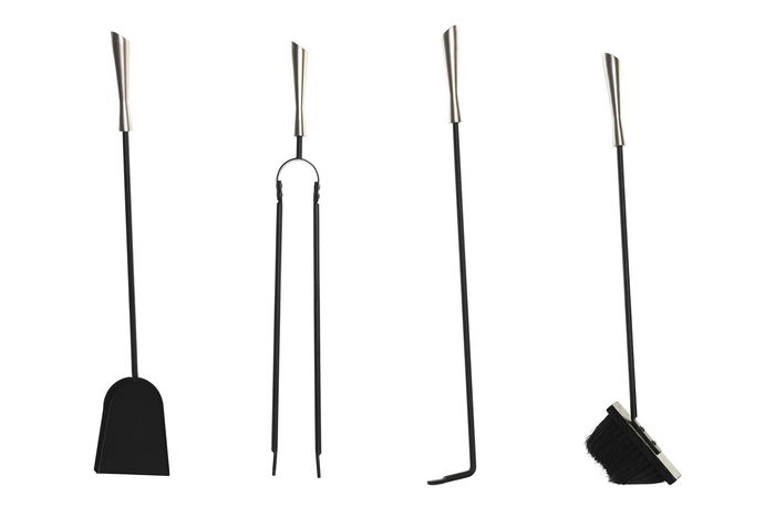 DKD Home Decor Chimenea Loft Negro Acero Inox Set de 4 Piezas 62 x 11 x 2 cm