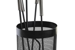 DKD Home Decor Chimenea Alpino Set de 4 Piezas Negro Acero Inox 11 x 51 x 2 cm