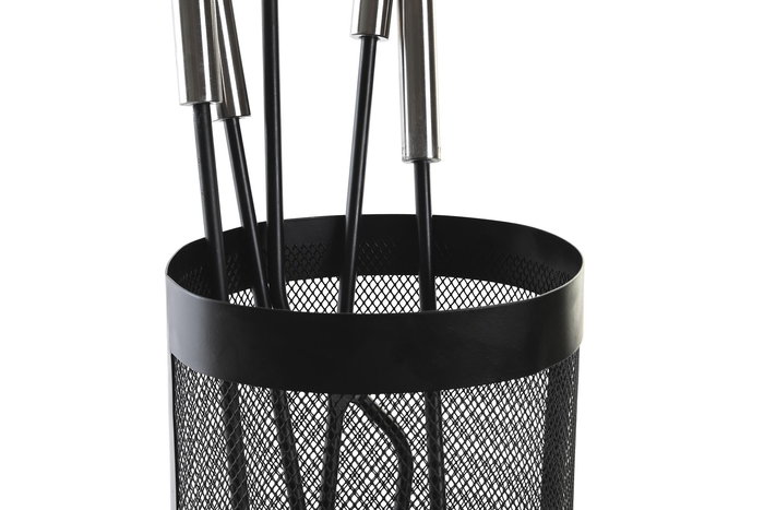 DKD Home Decor Chimenea Alpino Set de 4 Piezas Negro Acero Inox 11 x 51 x 2 cm DKD Home Decor Chimenea Alpino Set de 4 Piezas Negro Acero Inox 11 x 51 x 2 cm