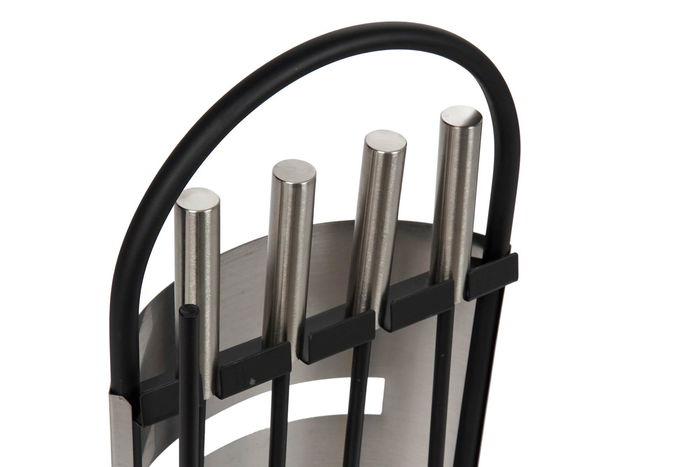 DKD Home Decor Chimenea Moderno 1 x 51 x 8 cm Set de 4 Plateado Negro Acero Desmontable