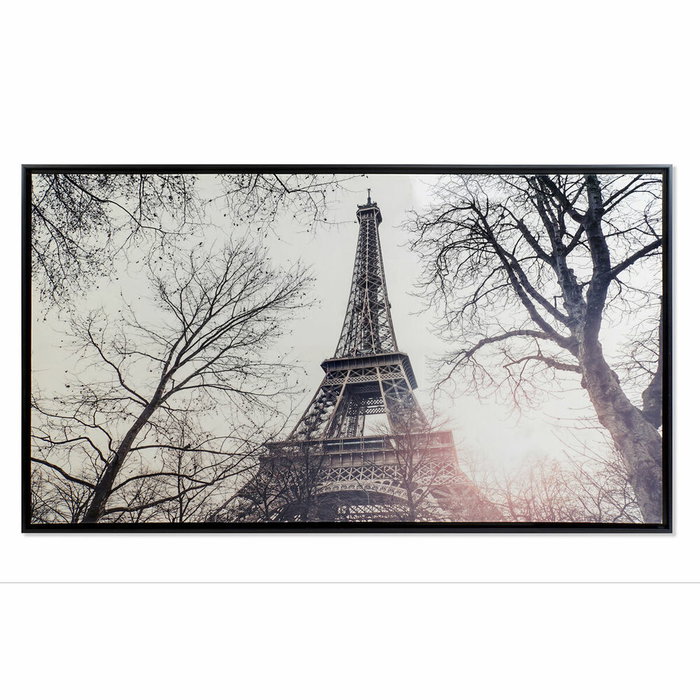 DKD Home Decor Cuadro de Lienzo París Enmarcado Blanco