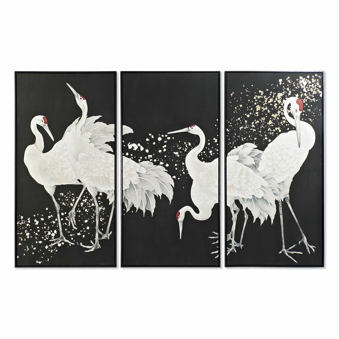 DKD Home Decor Set de 3 Cuadros Enmarcados de Garzas 210x4x140 cm