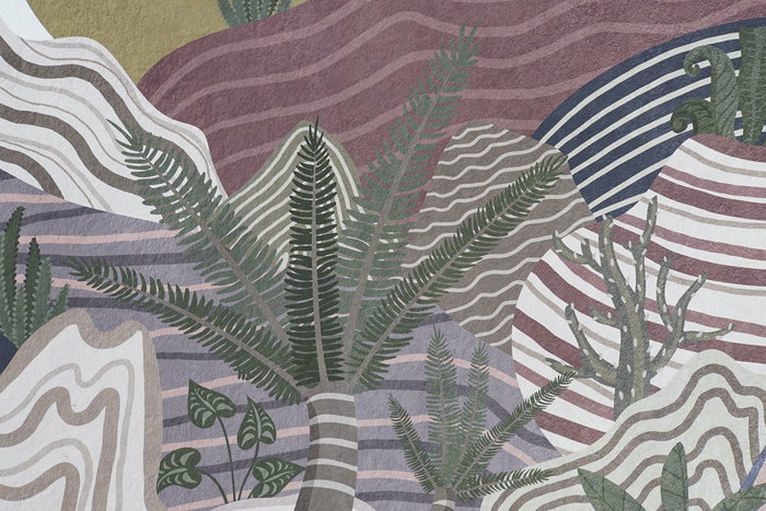 DKD Home Decor Cuadro Boho con Montañas Multicolor Granate de Lienzo y Ps, 73 cm Alto x 53 cm Ancho x 4.5 cm Profundidad (2 Unidades)