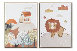 DKD Home Decor Set de 2 Cuadros Infantiles Surtidos 53x4,5x73 cm