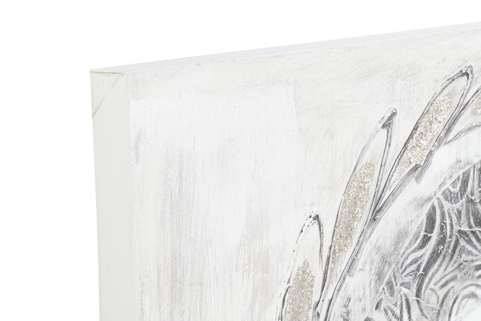 DKD Home Decor Cuadro Colonial Blanco Gris Lienzo Pino Pintado a Mano 100 x 80 x 3.7 cm (2 Unidades)