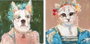 DKD Home Decor Set de 2 Cuadros Lienzo sobre Pino Perro y Gato 90x90x3,7 cm