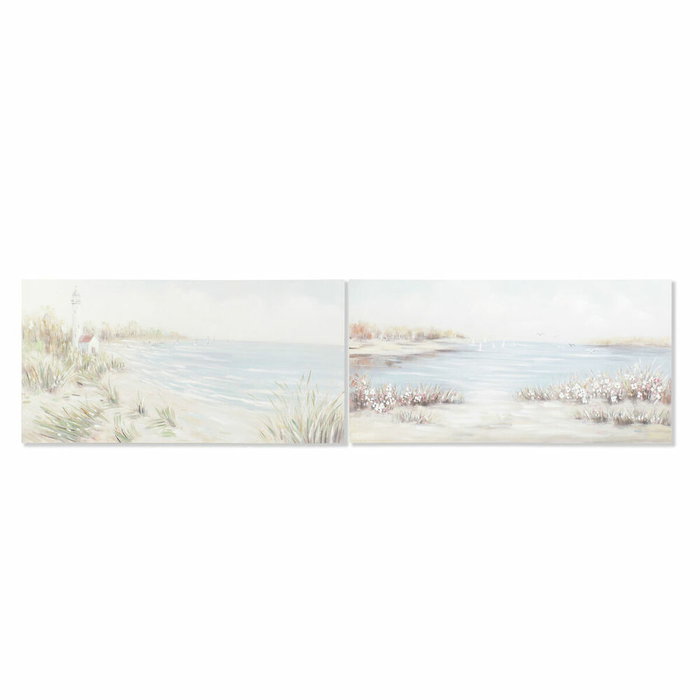 DKD Home Decor Set de 2 Cuadros Lienzo Playa 140x70x3,7 cm Pino DKD Home Decor Set de 2 Cuadros Lienzo Playa 140x70x3,7 cm Pino