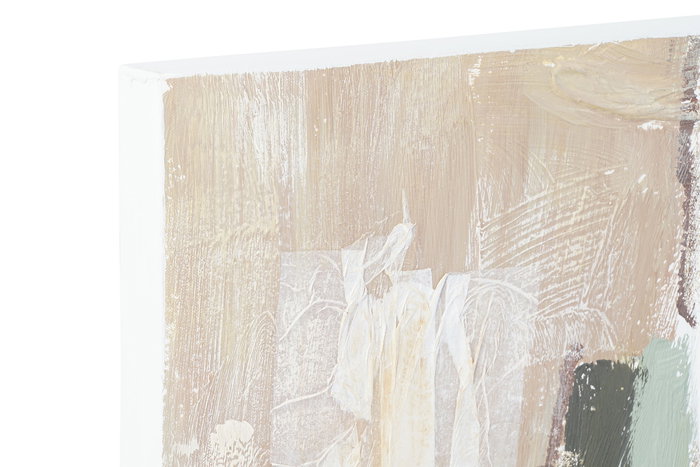 DKD Home Decor Cuadro Abstracto Verde Beige 3.7 x 100 x 80 cm Pintado a Mano Lienzo y Pino (2 Unidades)
