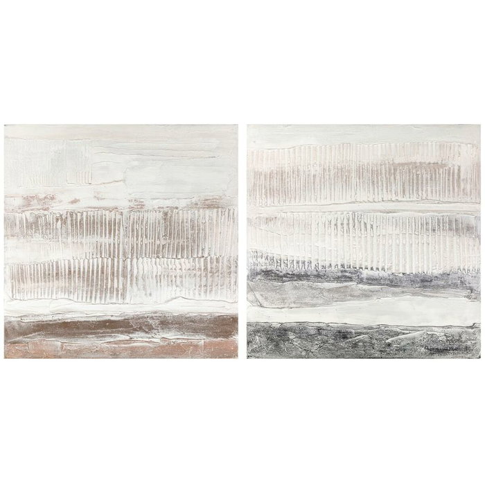 DKD Home Decor Cuadro Lienzo Pino Abstracto Surtido de 2 Unidades Beige y Gris