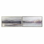 DKD Home Decor Cuadro de Montañas Set de 2 Unidades 124x64x4,5 cm Gris y Blanco