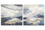 DKD Home Decor Set de 2 Cuadros Abstractos sobre Lienzo y Pino 100x100 cm, Azul y Dorado