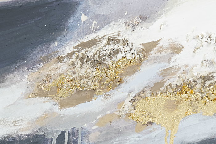 DKD Home Decor Cuadro Moderno Abstracto Azul Dorado 3.5 x 100 x 100 cm (2 Unidades) Pintado a Mano